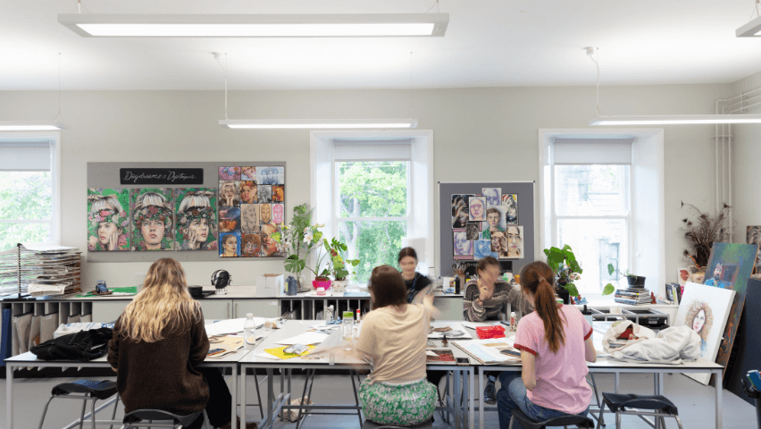 Pupils in an art classroom